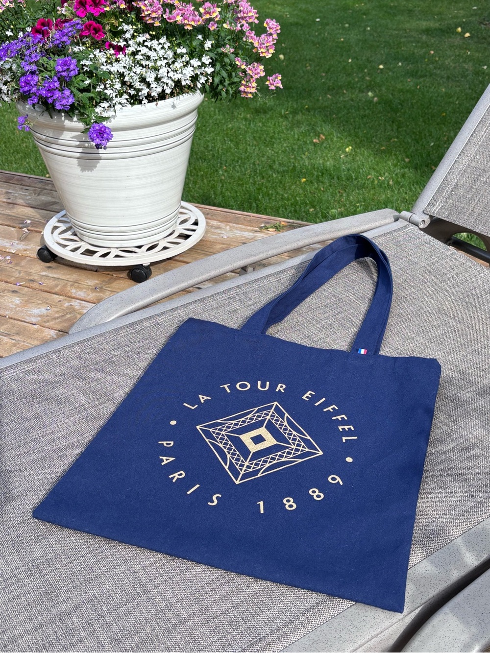 Genuine La Tour Eiffel Paris Navy Canvas Tote Book Bag
